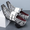 Amazon's best-selling cross-border zebra pattern iron toe double buckle leather shoes men's business