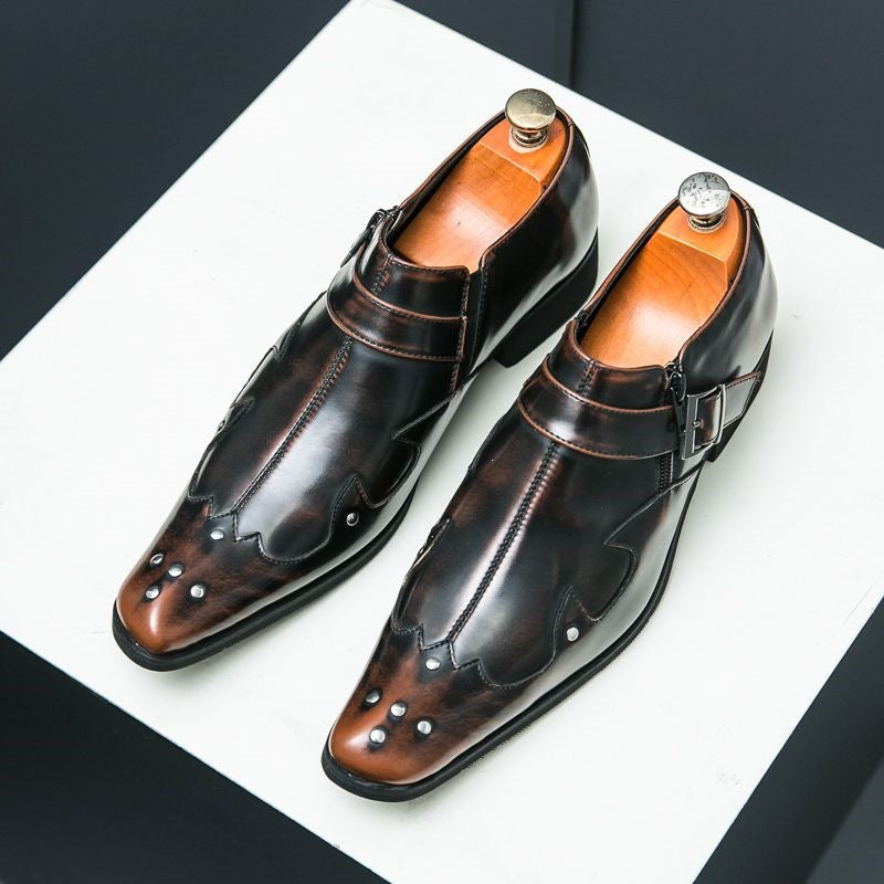 Pointed-toe european and american style men's leather dress shoes - trendy, business casual, rhinest 7