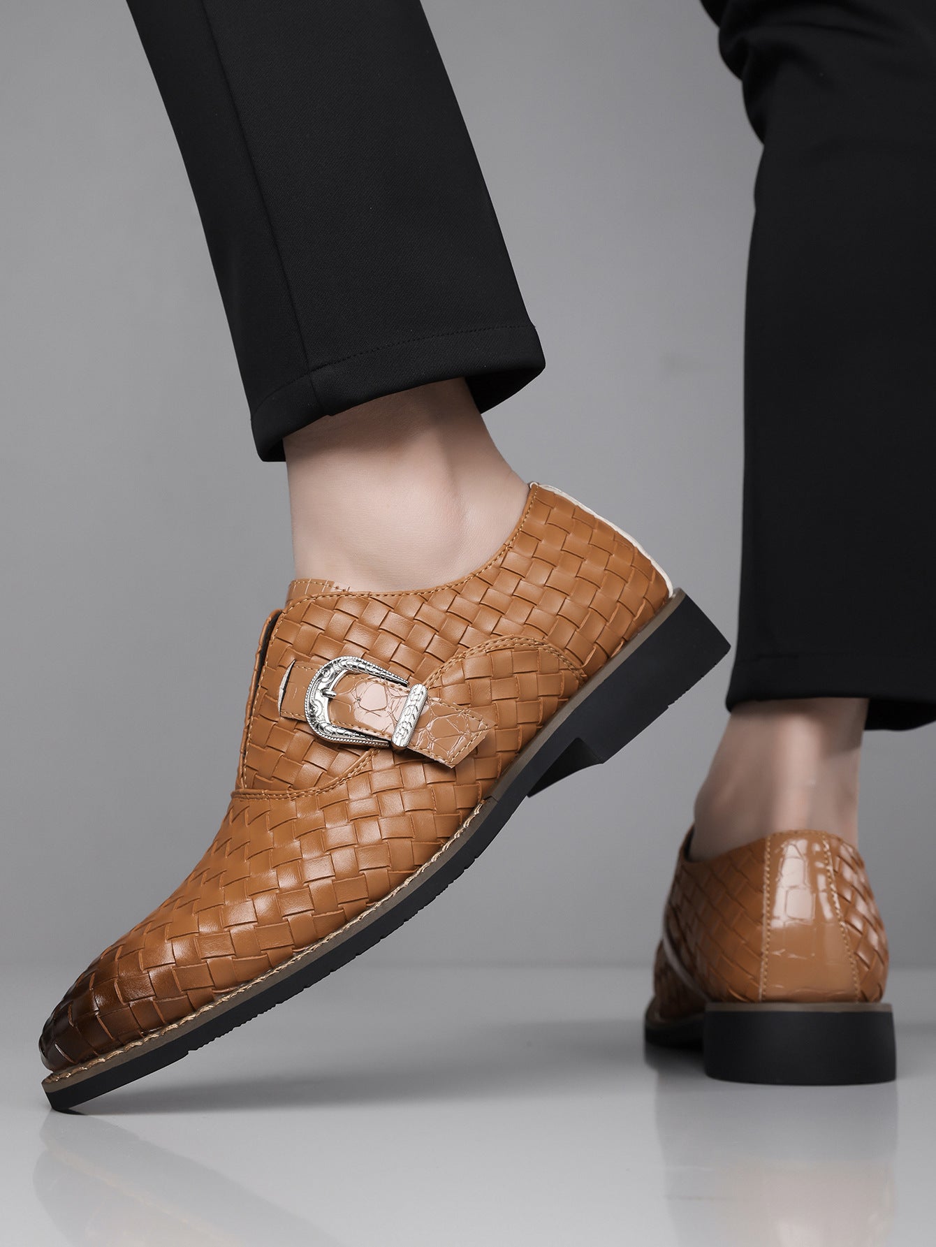 Amazon's best-selling cross-border plus sizemen leather shoes pointed toe business casual slip-on 13