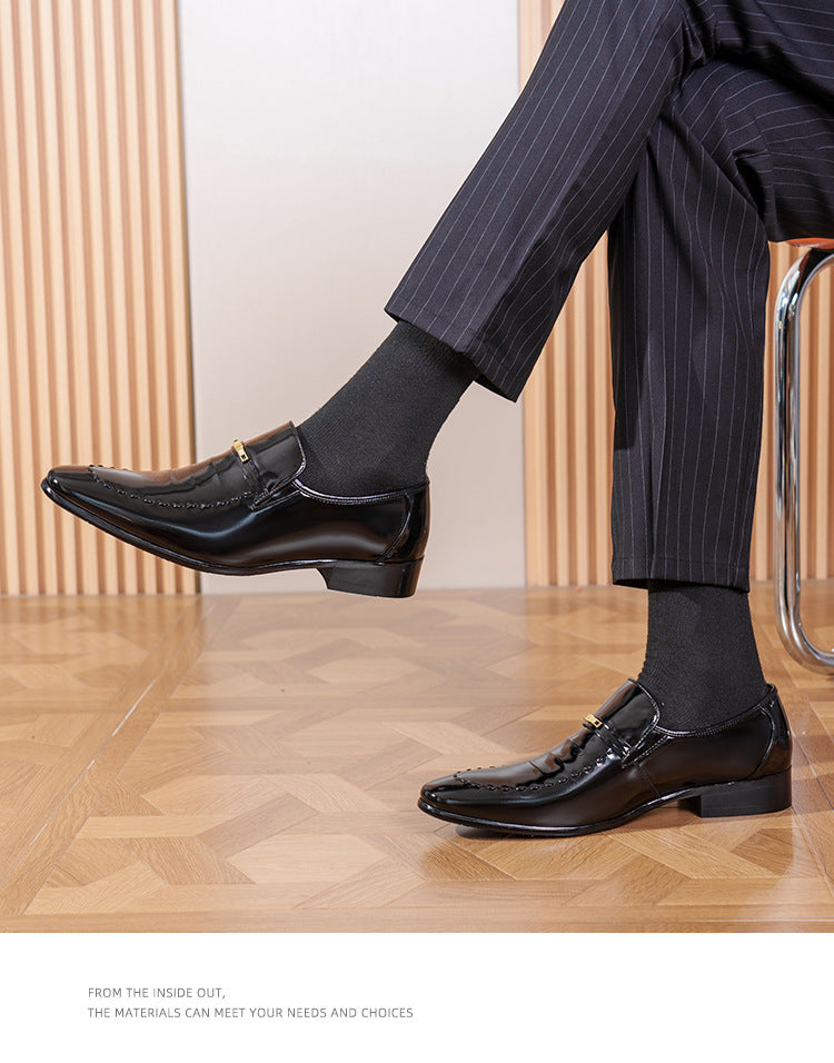 Old man's head cowhide men's shoes men's business formal leather shoes patent leather glossy wedding 5