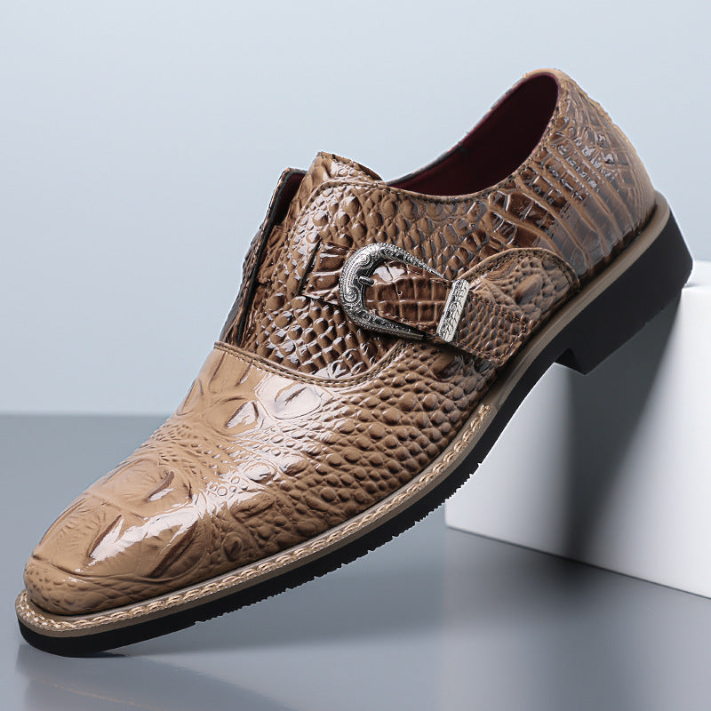 best-selling cross-border crocodile pattern buckle business leather shoes men's large size 8