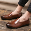 Men's Brown Leather Loafers, Pointed Toe, British Style