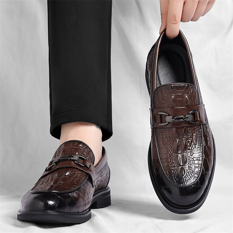 Cross-border 2025 autumn new collection: premium crocodile-embossed, british-style slip-on leather d 2