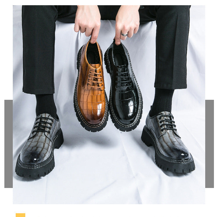 2026 spring/autumn cross-border plus size men's low-cut leather shoes, new men's thick-soled height- 9