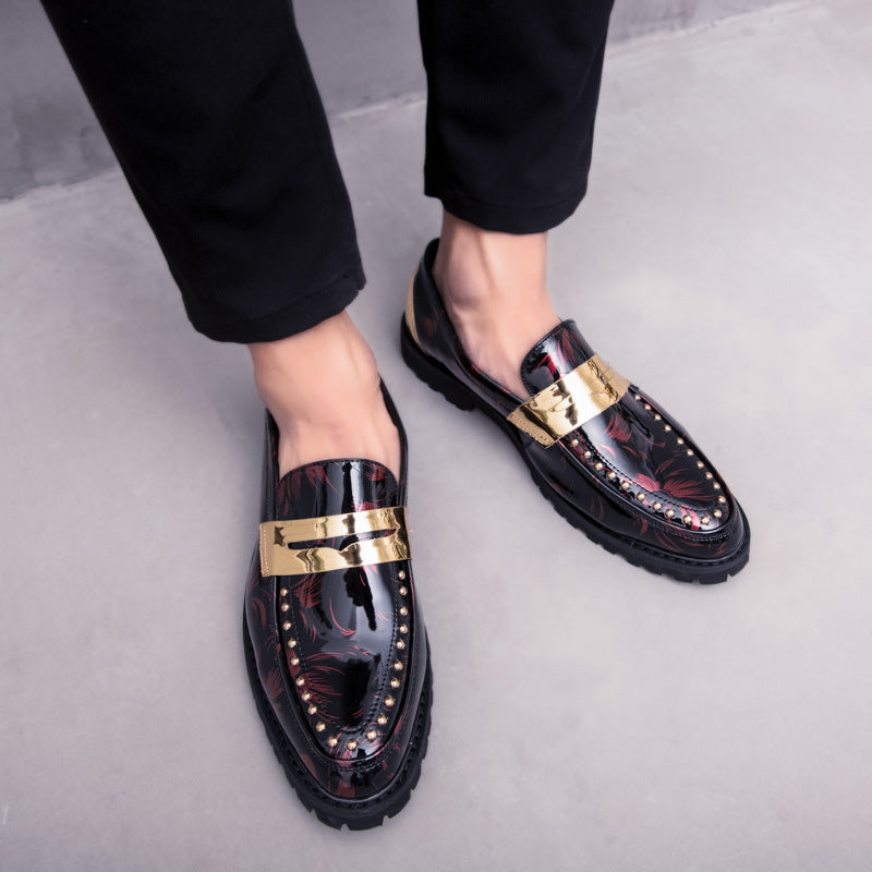 Menfashion glossy white leather shoes men's slip-on wedding photos retrocasual shoes british style s 8