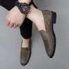Men's Leather Driving Shoes, Pointed Toe, Slip-On