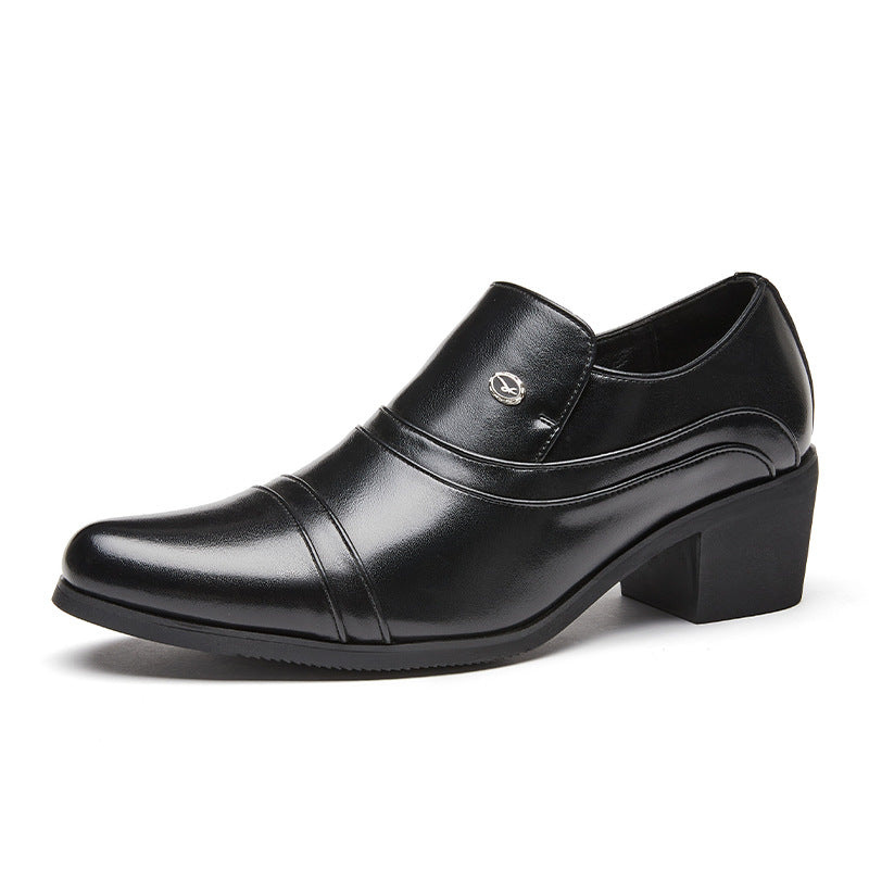 Cross-border men's high-heeled leather shoes men's business formal wear heightening cuban shoes fore 9