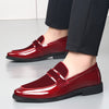 Men's Red Leather Formal Shoes, Slip-On, Wedding