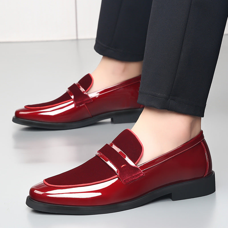 Men's Red Leather Formal Shoes, Slip-On, Wedding