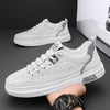 Men's White Leather Casual Shoes, Breathable