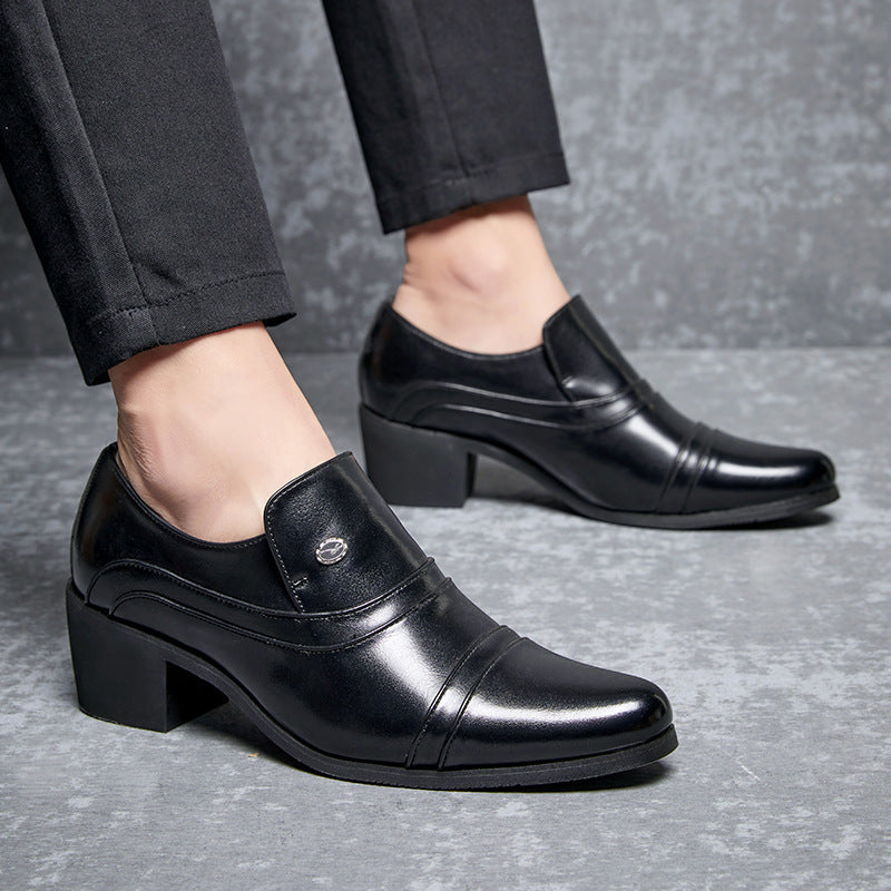 Cross-border men's high-heeled leather shoes men's business formal wear heightening cuban shoes fore 3