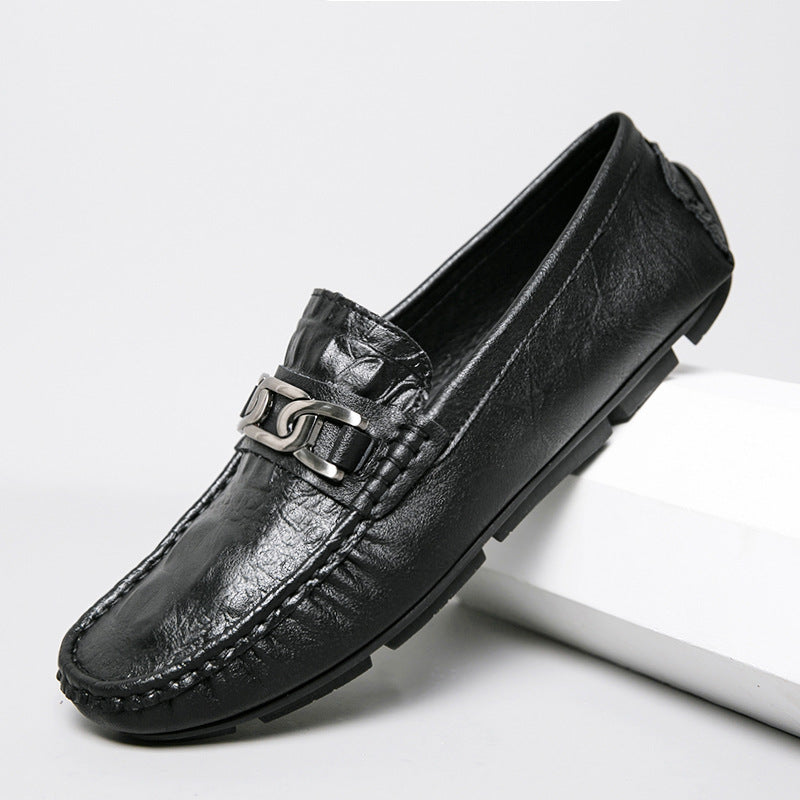 Men's Genuine Leather Loafers, Crocodile Pattern, British Style