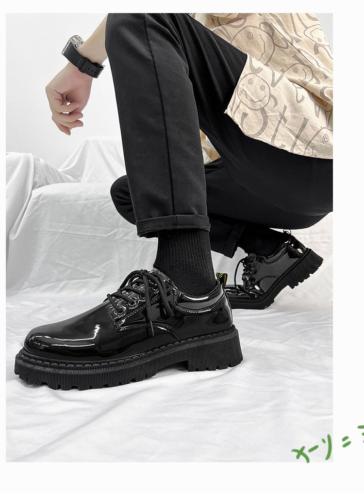 Glossy leather shoes for men, formal business british derby shoes, autum big toe casualtrendy shoes, 7