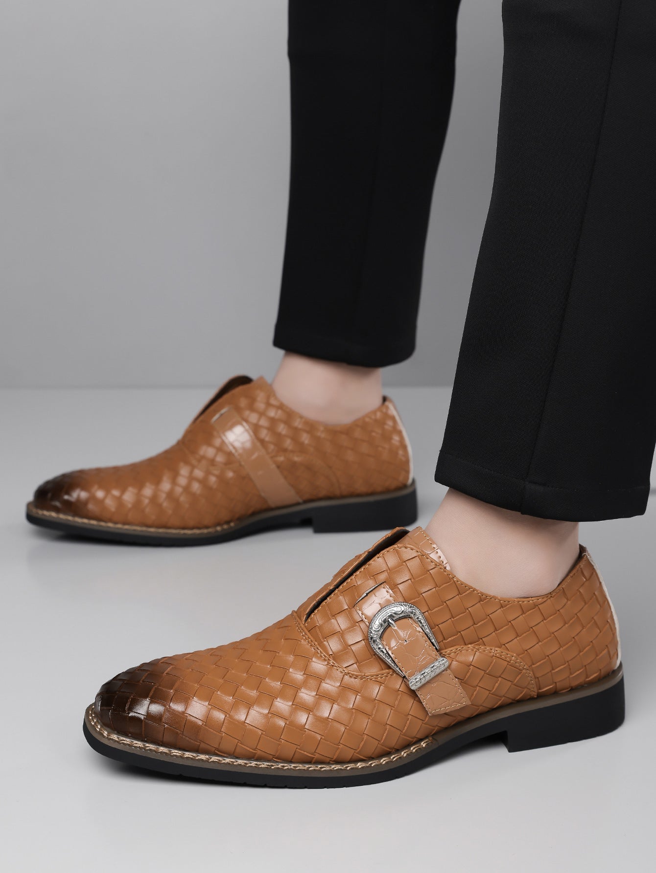 Amazon's best-selling cross-border plus sizemen leather shoes pointed toe business casual slip-on 14