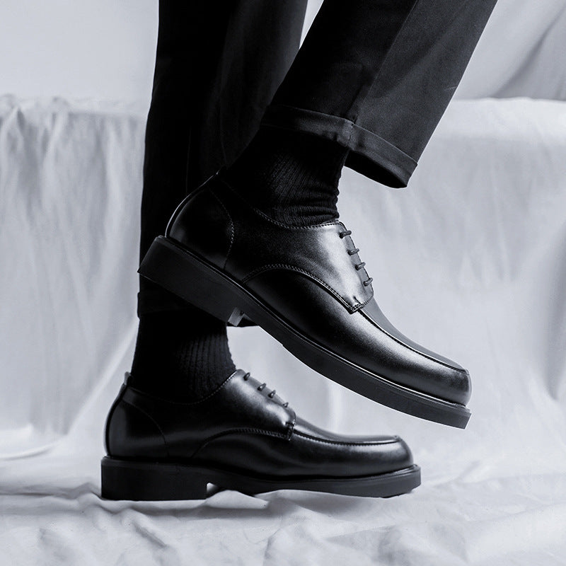 Wide leather dress shoes for men - business formal, youthful british casual style - men's work, suit 4