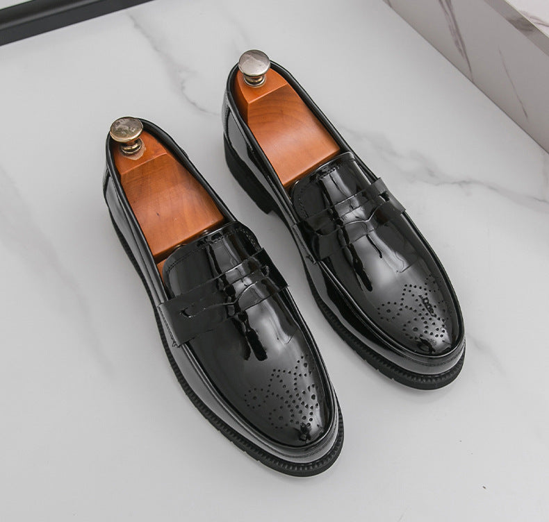 2026 spring new men's casual formal leather shoes business british brogue casual flats wedding shoes