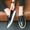 Men's White Leather Loafers, Slip-On, Breathable