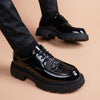 Men's Black Leather Formal Shoes, Business, Breathable, Style 0167