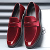 Men's Red Leather Formal Shoes, Slip-On, Wedding