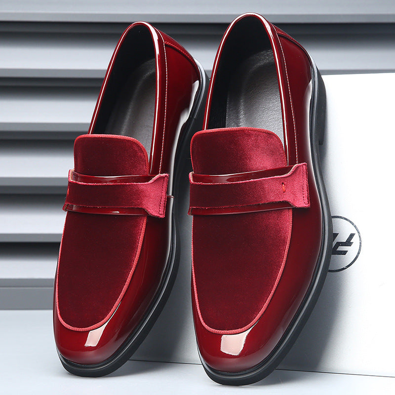 New men's formal leather shoes - festive, bright, and vibrant red wedding shoes - slip-on british st 4