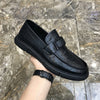 Men's Black Leather Loafers, Style 7143