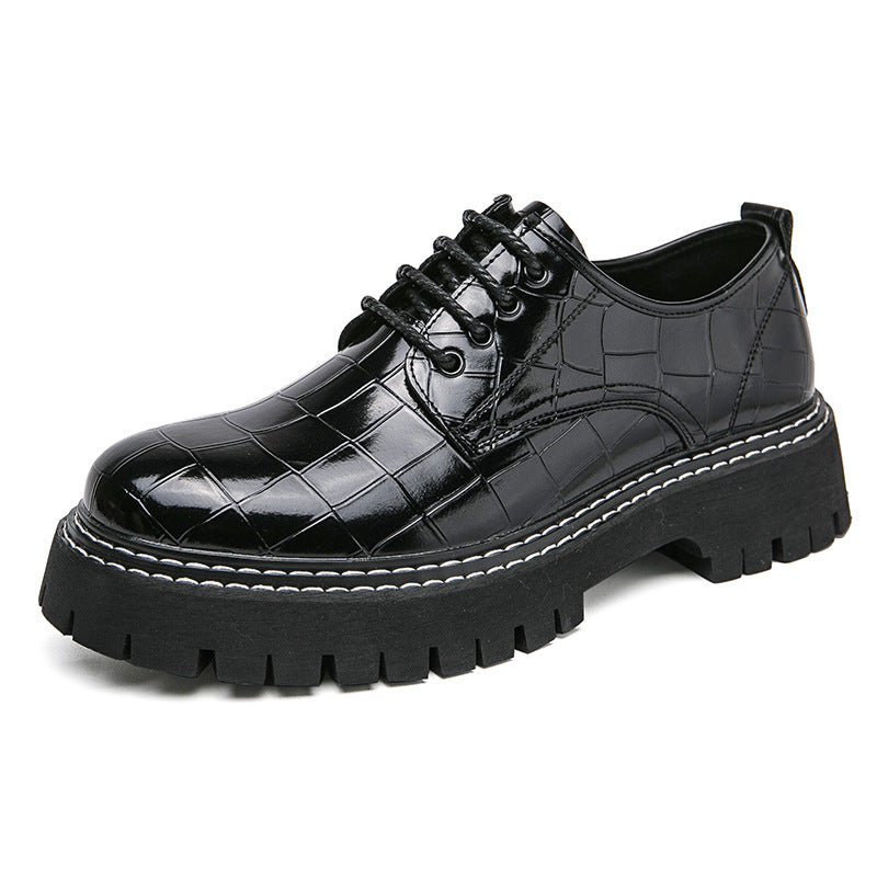 2026 spring/autumn cross-border plus size men's low-cut leather shoes, new men's thick-soled height- 6