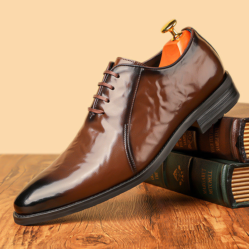 Men's Leather Formal Shoes, Pointed Toe, Lace-Up, Style 9959