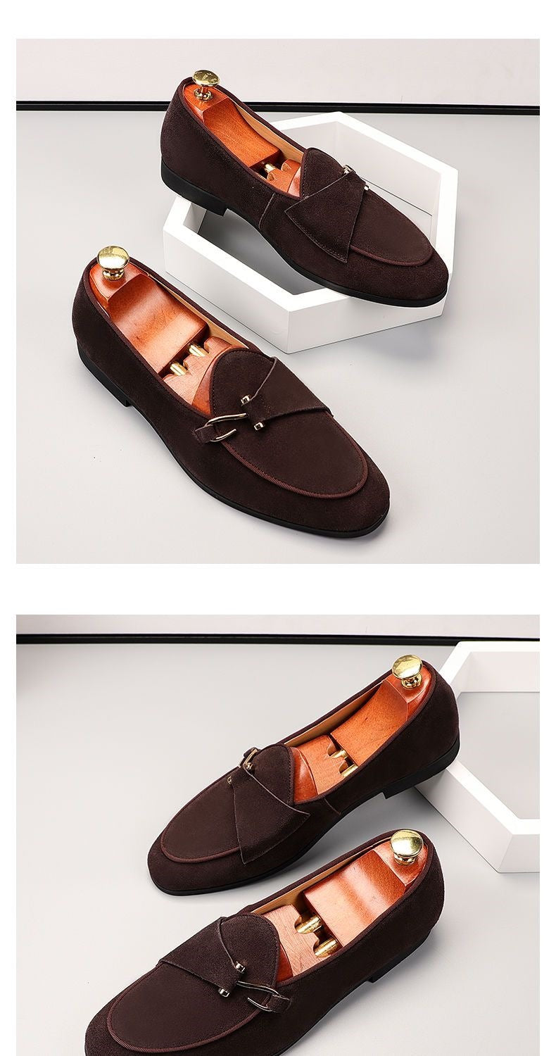 Lazy casual leather shoes slip-on soft bottom bean shoes menk-styletrendy frosted suede small leather 11