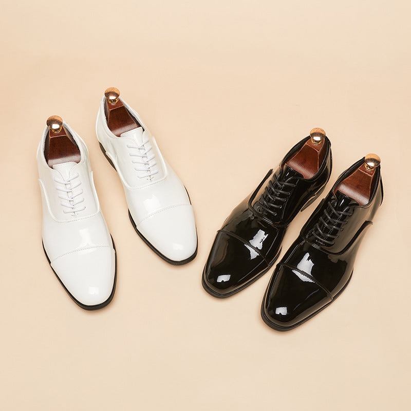 British 2026 new spring and summer patent leather glossy men's leather shoes three-joint business 2