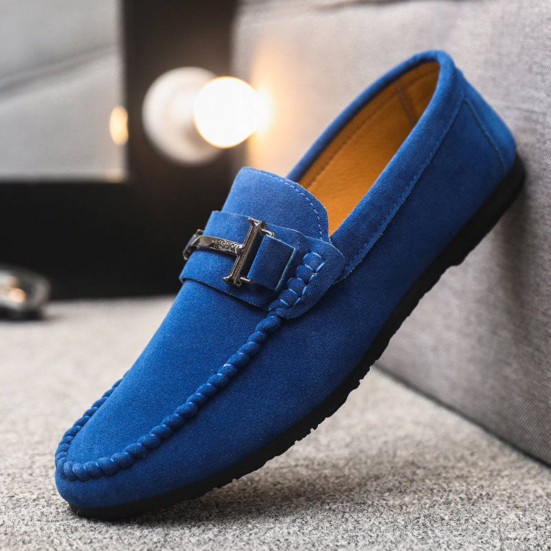 Loafers flats low ankle round toe loafers men 2024 plaid handmade leather shoes soft bottom casual s 7