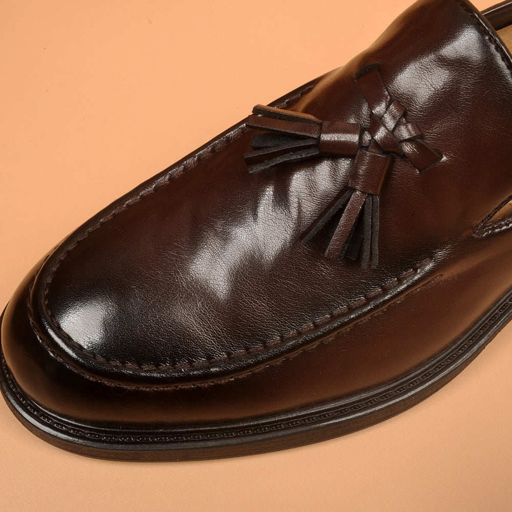Fashioneasiest for match business men's shoes tassel formal dress hidden heelcasual leather shoes we 10