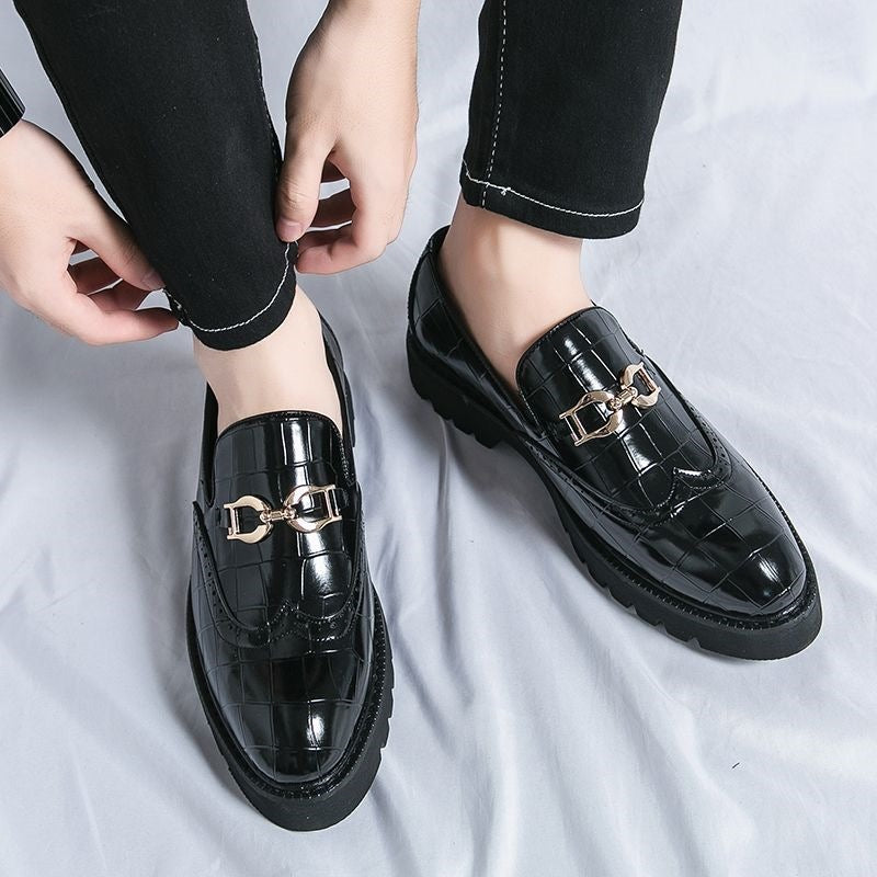 New arrival leather shoes for men, brogue carved british k-style thick sole, one-leg lazy slip-on me 6