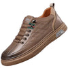 Men's White Leather Casual Shoes, Breathable