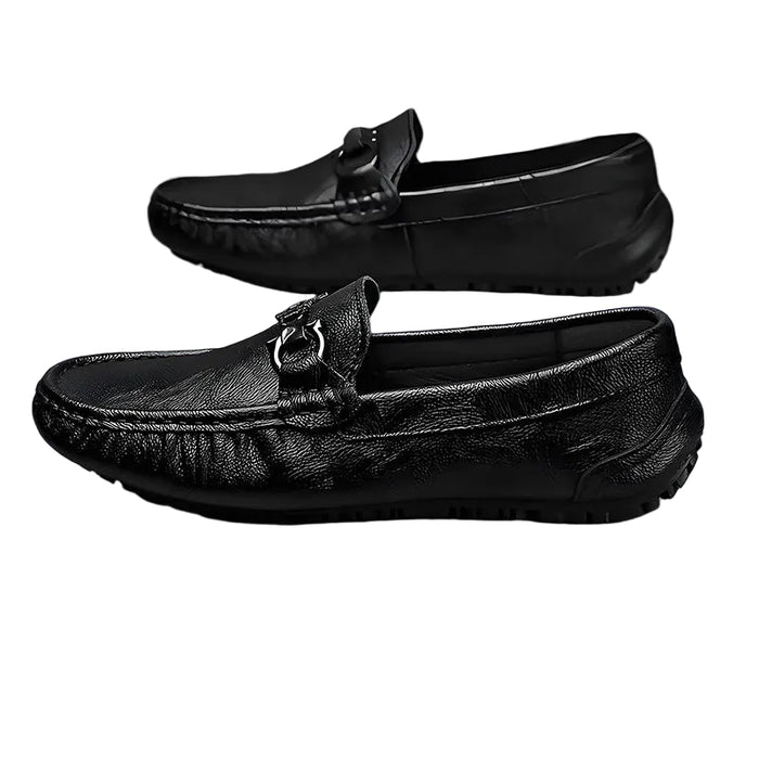 Men's Black Cowhide Business Casual Loafers