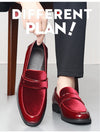 Men's Red Leather Formal Shoes, Slip-On, Wedding