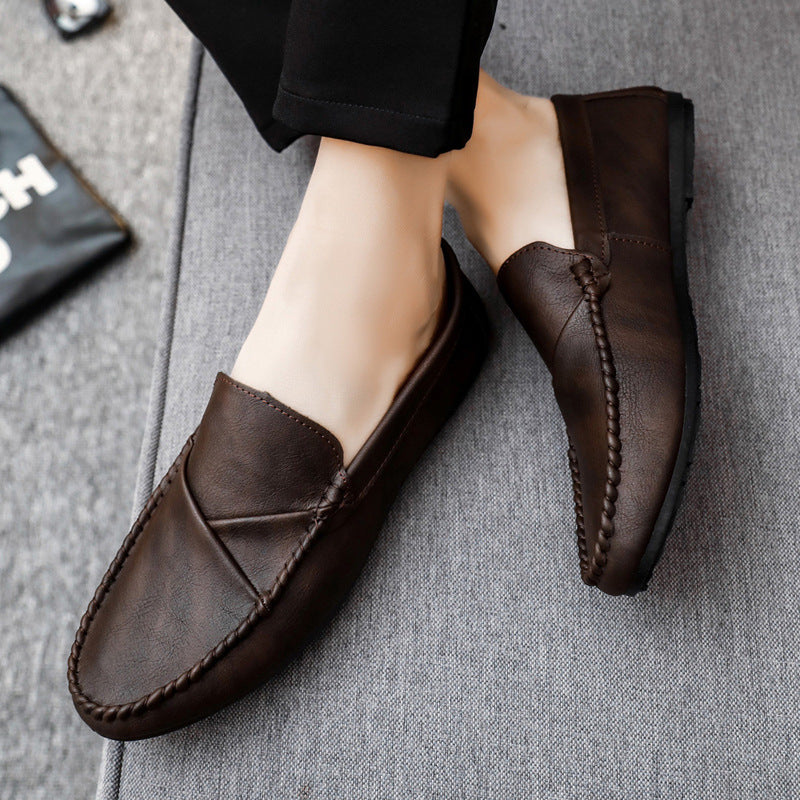 British style work soft sole waterproof casual brown lightweight anti-slip men's loafers business sh 2