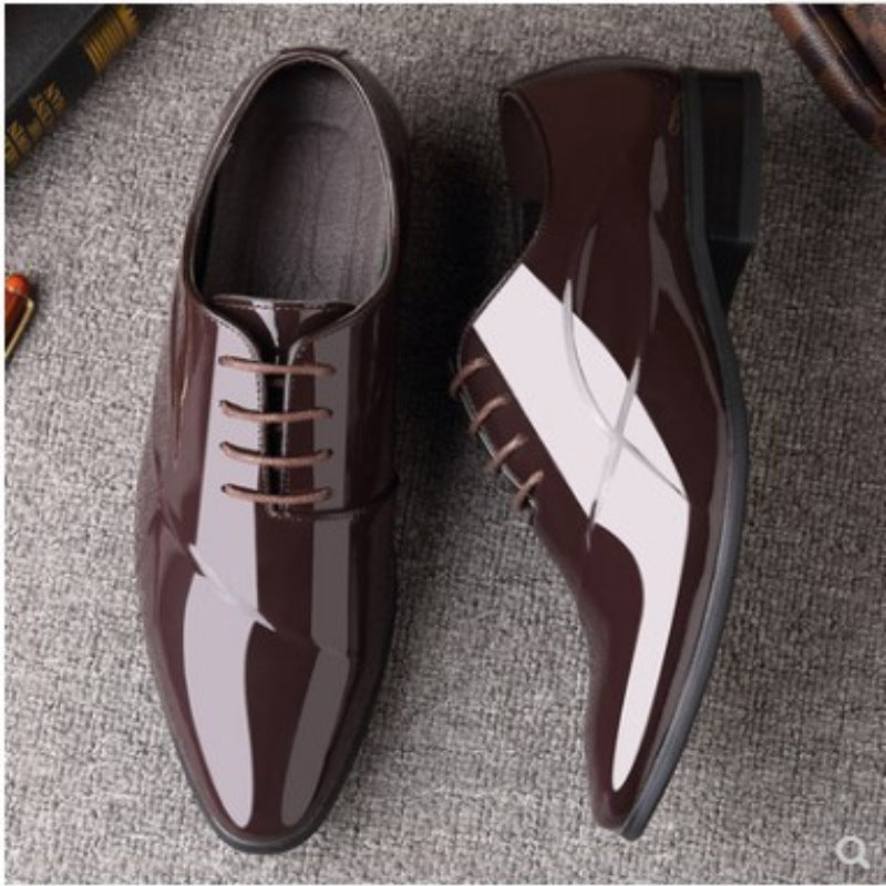 Men's new formal business leather shoes, casual korean style trendy british pointed toe breathable 3