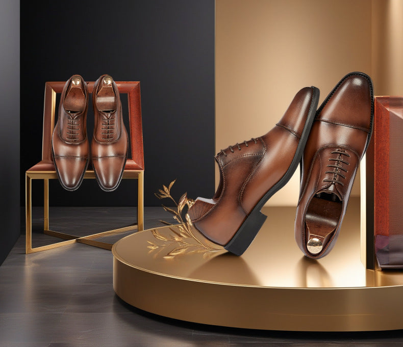 Cross-border 2026 spring/autumn three-panel leather dress shoes for men - anti-slip, business formal 24