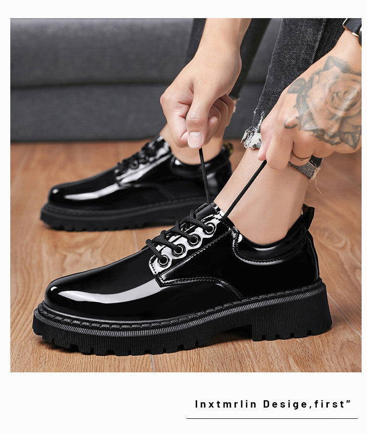 Glossy leather shoes for men, formal business british derby shoes, autum big toe casualtrendy shoes, 11