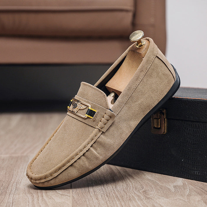 Men's loafers: nubuck leather slip-on casual shoes - european style, breathable, and versatile
