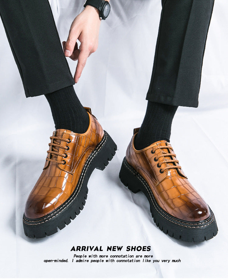 2026 spring/autumn cross-border plus size men's low-cut leather shoes, new men's thick-soled height- 8