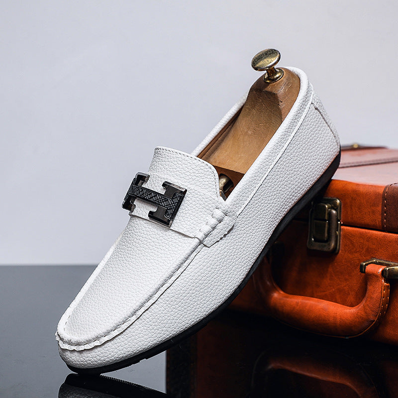 Summer loafers for men - slip-on driving shoes, british style soft sole casual leather shoes, men's 7
