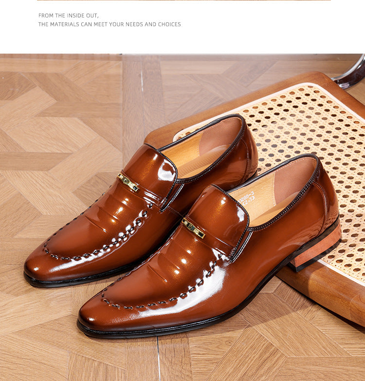 Old man's head cowhide men's shoes men's business formal leather shoes patent leather glossy wedding 8
