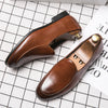 Men's Brown Leather Loafers, Pointed Toe, British Style