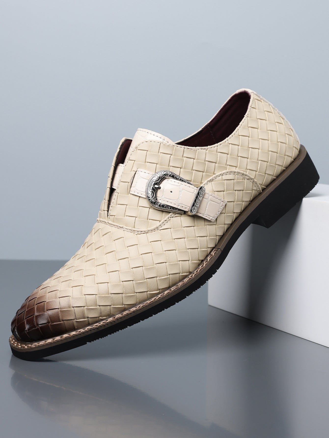 Amazon's best-selling cross-border plus sizemen leather shoes pointed toe business casual slip-on 5