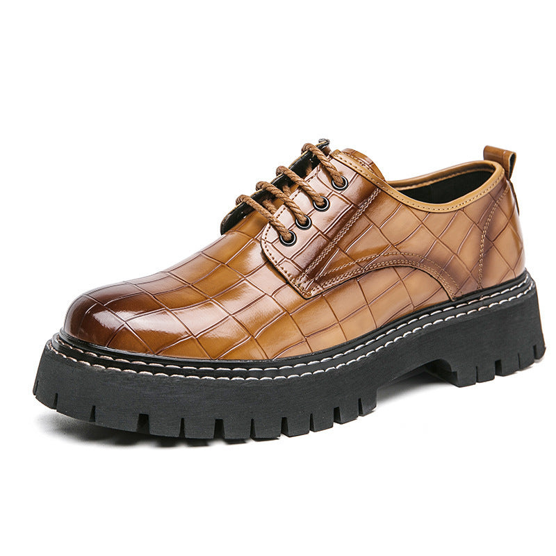 Men's Leather Formal Shoes, Height Increasing, Thick Sole
