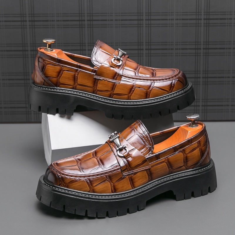 Cross-border spring thick sole foot heightening leather shoes fashion formal business casual shoes 2