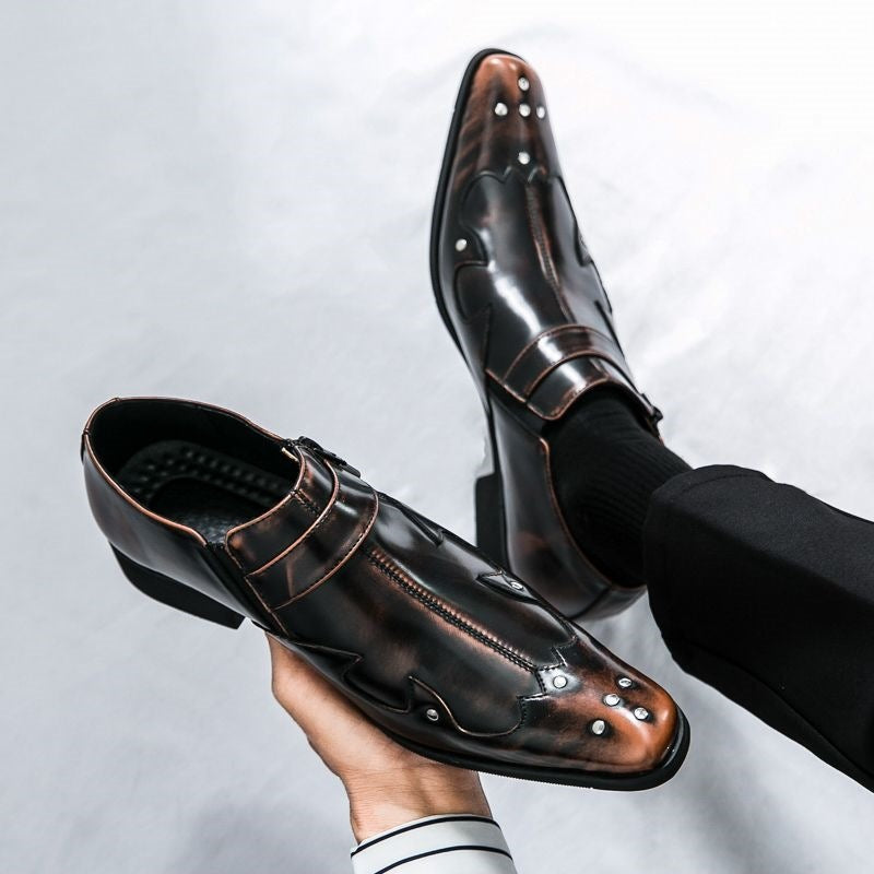 Pointed-toe european and american style men's leather dress shoes - trendy, business casual, rhinest 2