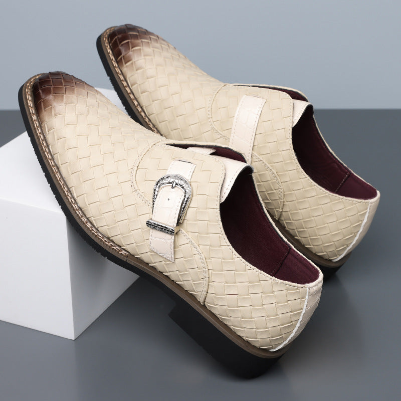 Amazon's best-selling cross-border plus sizemen leather shoes pointed toe business casual slip-on 2