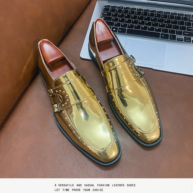 2026 spring men's plus size pointed toe patent leather dress shoes - british casual style hair styli 7